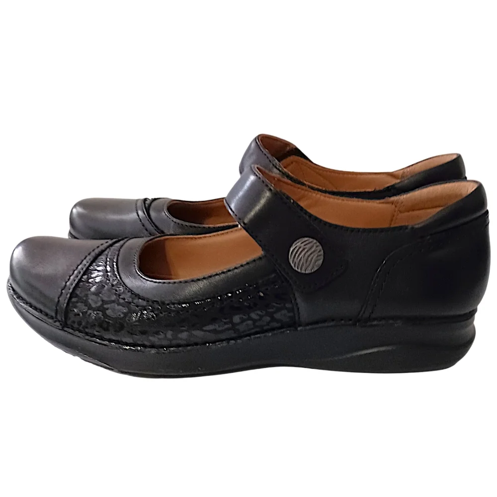 Clarks Appley Walk Mary Jane Shoes Sz‎ 9M Womens Black Leather Comfort Modest - Picture 6 of 16